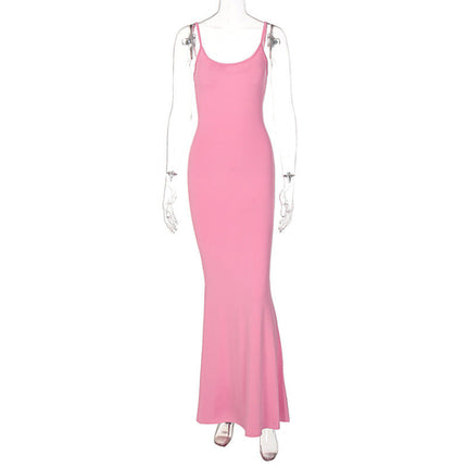 Spaghetti Strap Long Dress Women Sexy Slim Skinny Bodycon Party Club