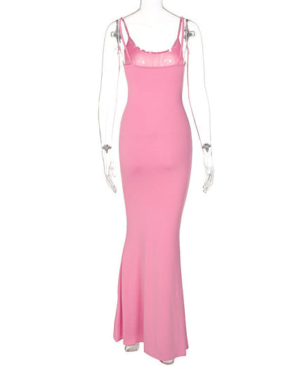 Spaghetti Strap Long Dress Women Sexy Slim Skinny Bodycon Party Club