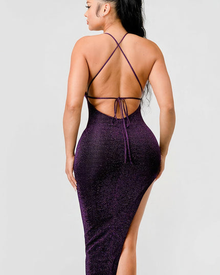 Metallic Glitter Sweetheart Dress