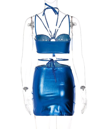 Sleeveless Bodycon Halter Hollow Out Sexy Mini Dress Streetwear Outfits Y2K