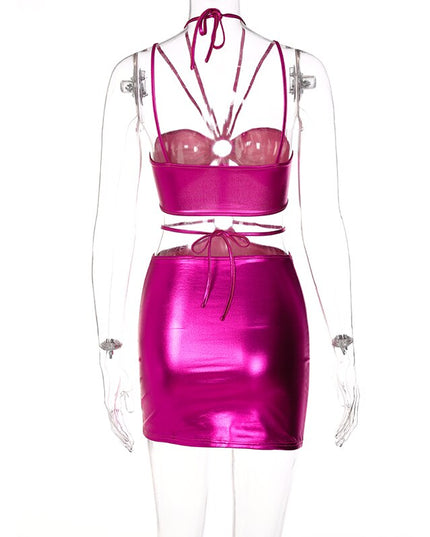 Sleeveless Bodycon Halter Hollow Out Sexy Mini Dress Streetwear Outfits Y2K