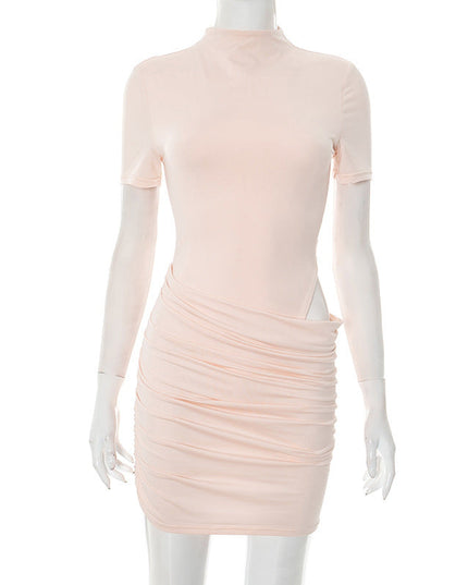 Women Clothing Summer Sexy Tight Cropped Outfit Sheath Half Turtleneck Skirt Sets