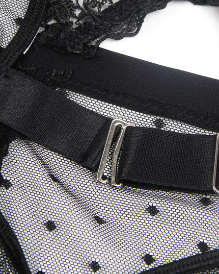 Embroidered Lace Hollow Cut Teddy Lingerie