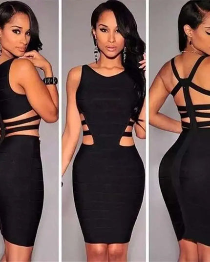 Black Sexy Sleeveless Cut Out Bodycon Dress