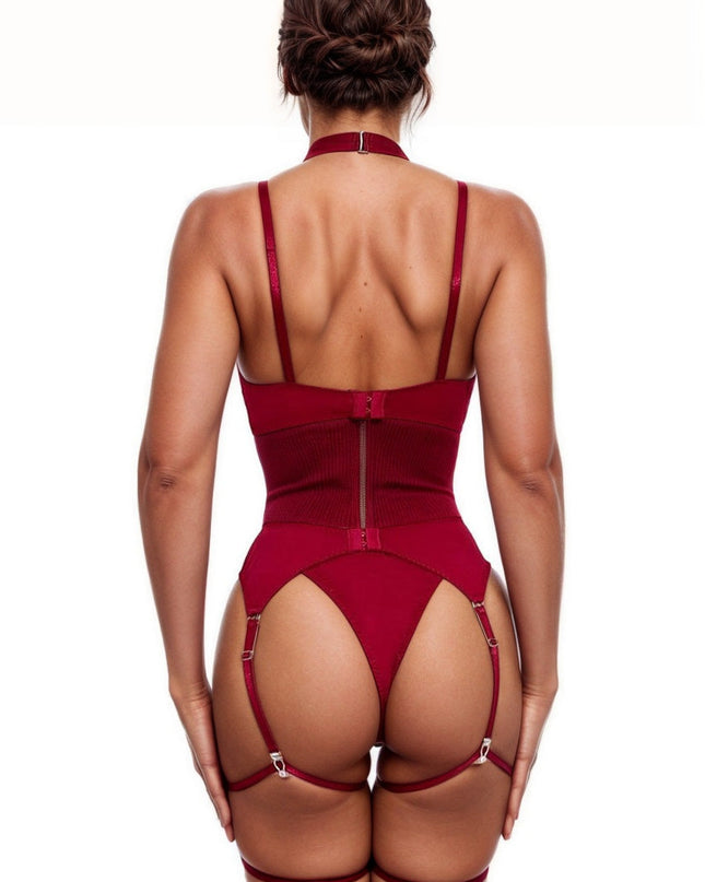 Bow Bra and Garterbelt Set